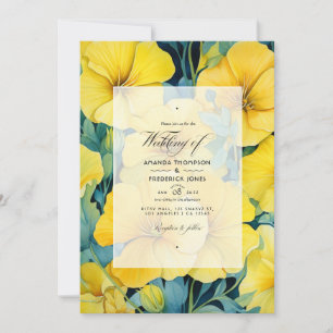  Bright Yellow Floral Wedding Invitation