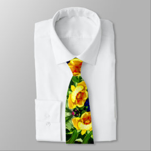 Bright Yellow Flower Pattern Tie