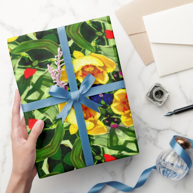 Bright Yellow Flower Pattern Wrapping Paper (Gifting)