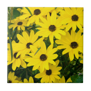 Bright Yellow Flowers Ceramic Tile