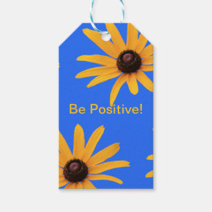 Bright Yellow Flowers on Royal Blue Inspirational Gift Tags