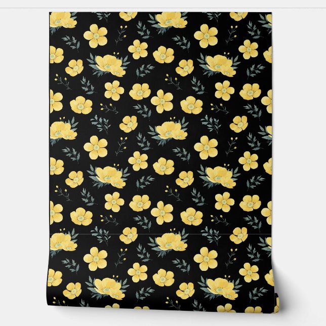 Bright Yellow Flowers Wallpaper for Vibrant Spaces (Unrolling)