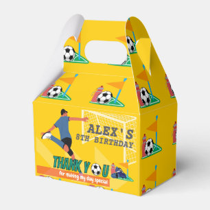 Bright Yellow Fun Soccer Thank You Birthday Favour Box