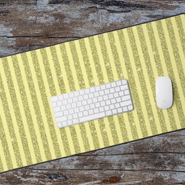 Bright Yellow Glitter Style Vertical Stripes Desk Mat (Creator Uploaded)