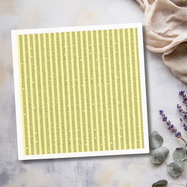 Bright Yellow Glitter Style Vertical Stripes Napkin (Creator Uploaded)