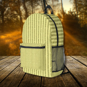 Bright Yellow Glitter Style Vertical Stripes Printed Backpack