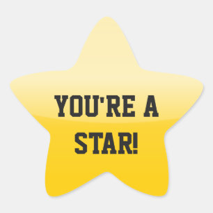 Bright Yellow Gold Star Custom Text Stickers