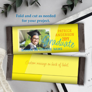 Bright Yellow Graduation Candy Bar Wrapper