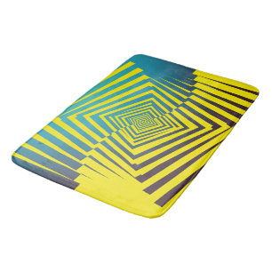 Bright Yellow Green Abstract Jungle Style Pattern Bath Mat