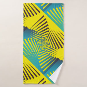 Bright Yellow Green Abstract Jungle Style Pattern Bath Towel