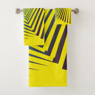 Bright Yellow Green Abstract Jungle Style Pattern Bath Towel Set