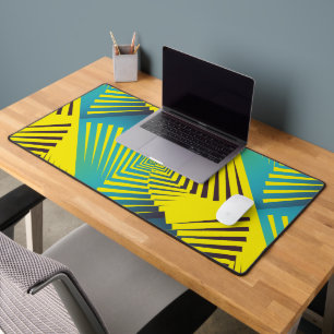 Bright Yellow Green Abstract Jungle Style Pattern Desk Mat