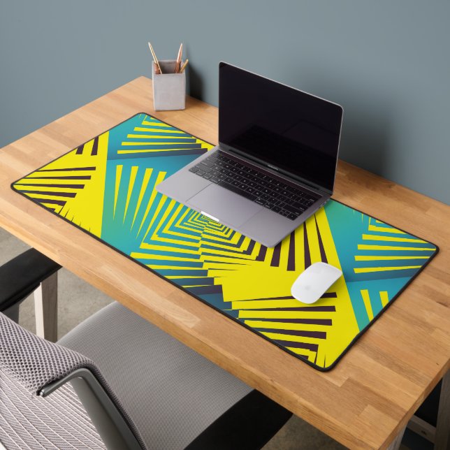 Bright Yellow Green Abstract Jungle Style Pattern Desk Mat (Office 2)