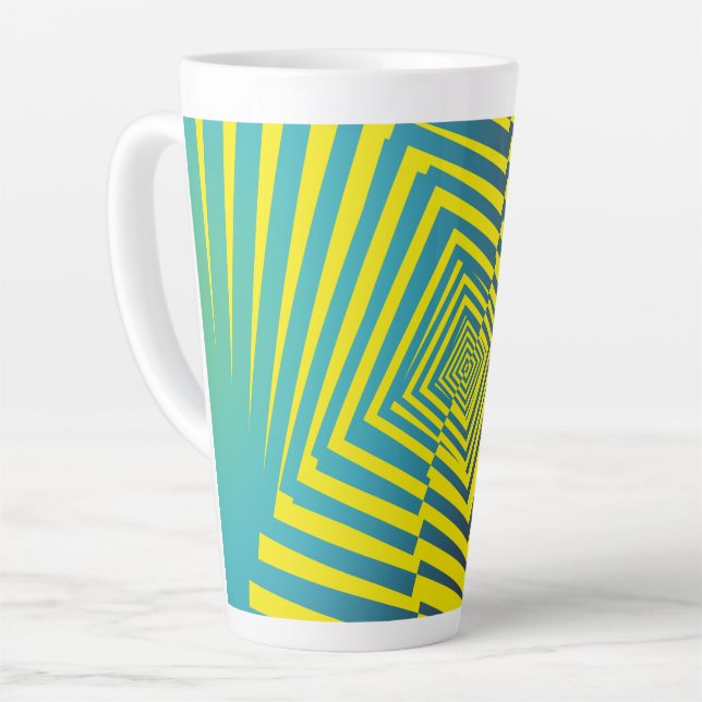 Bright Yellow Green Abstract Jungle Style Pattern Latte Mug (Left Angle)