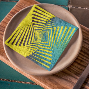 Bright Yellow Green Abstract Jungle Style Pattern Napkin