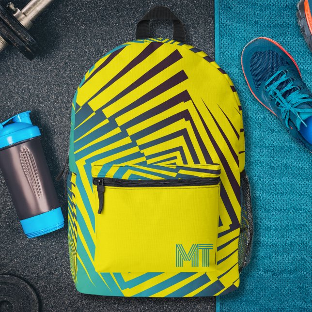 Bright Yellow Green Abstract Jungle Style Pattern Printed Backpack (Creator Uploaded)