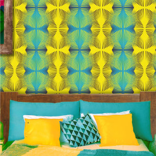 Bright Yellow Green Abstract Tropical Pattern Wallpaper