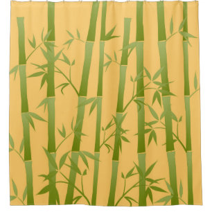 Bright Yellow Green Bamboo Plants Light Shower Curtain