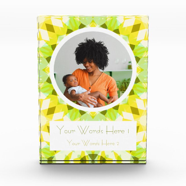 Bright Yellow Green New Baby Wife Parents Gift Photo Block (Front)
