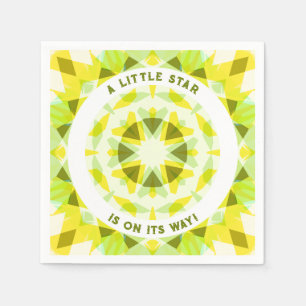 Bright Yellow Green Star Gender Reveal Baby Shower Napkin