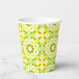 Bright Yellow Green Star Gender Reveal Baby Shower Paper Cups