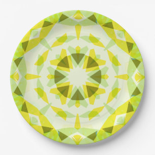 Bright Yellow Green Star Gender Reveal Baby Shower Paper Plate