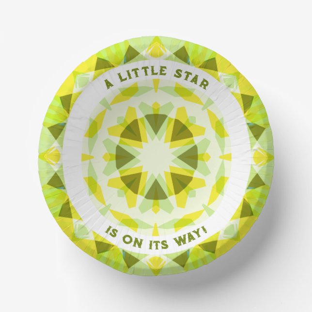 Bright Yellow Green Star Gender Reveal Baby Shower Paper Plate (Front)