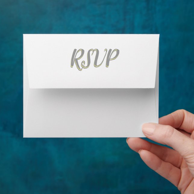 Bright Yellow & Grey Damask Wedding RSVP Envelopes (Hand)