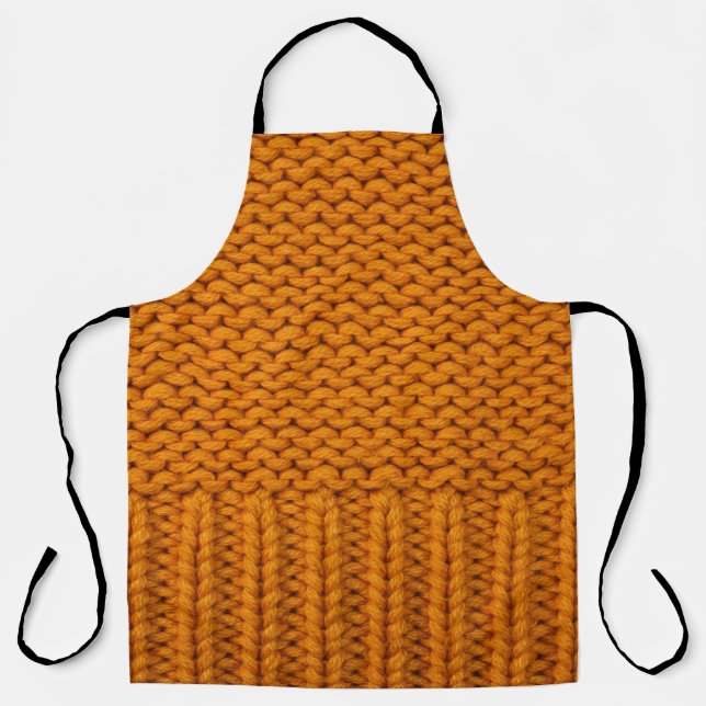 Bright yellow: handmade knitted texture. apron (Front)