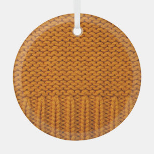 Bright yellow: handmade knitted texture. glass tree decoration