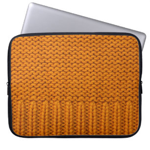Bright yellow: handmade knitted texture. laptop sleeve