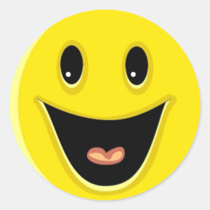Bright Yellow Happy Smiling Face Classic Round Sticker