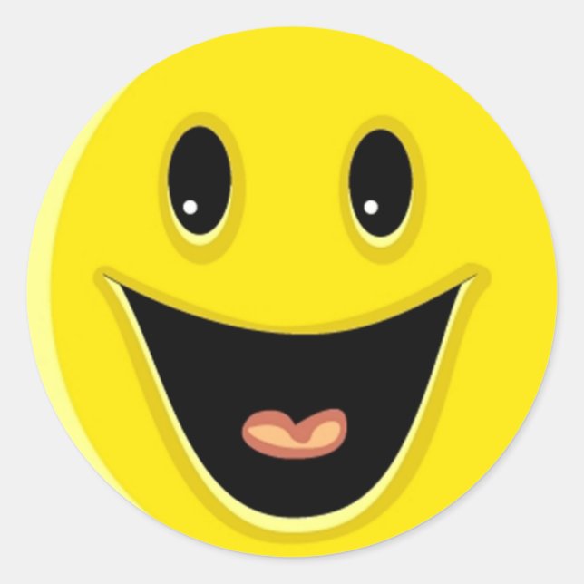 Bright Yellow Happy Smiling Face  Classic Round Sticker (Front)