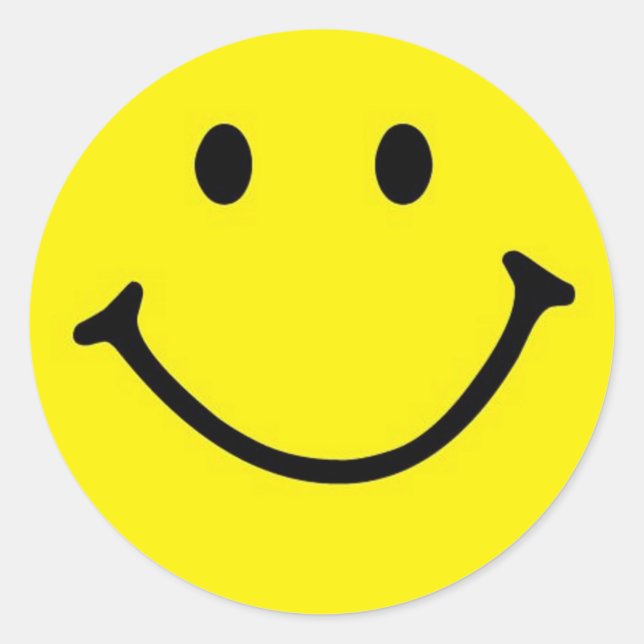 Bright Yellow Happy Smiling Face  Classic Round Sticker (Front)
