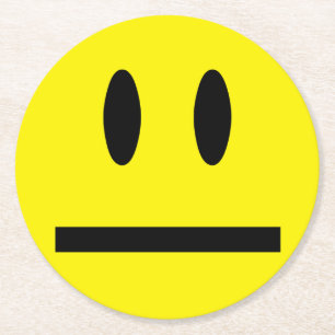 Bright Yellow Happy Smiling Face Round Paper Coaster