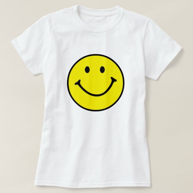 Bright Yellow Happy Smiling Face  T-Shirt (Design Front)