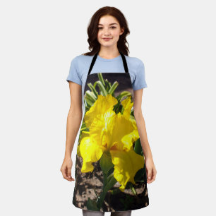 Bright Yellow Iris Flower, Full Print Apron