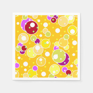 Bright yellow kids fun bubbles circles birthday cu napkin