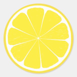 Bright Yellow Lemon Citrus Fruit Slice Design Classic Round Sticker