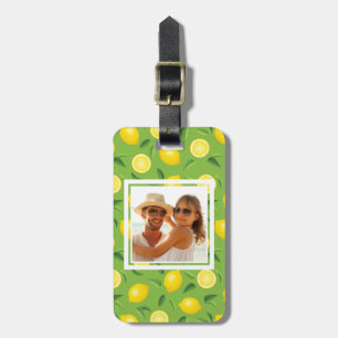 Bright Yellow Lemon Pattern Add Your Photo Luggage Tag
