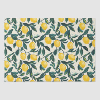 Bright Yellow Lemon Patterned Spiral Notebook Tissue Paper