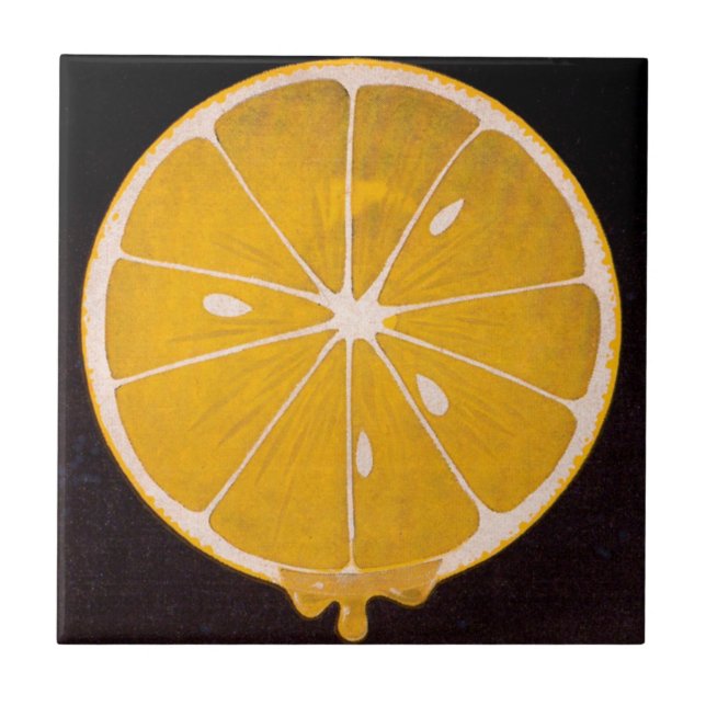 bright yellow lemon slice ceramic tile (Front)