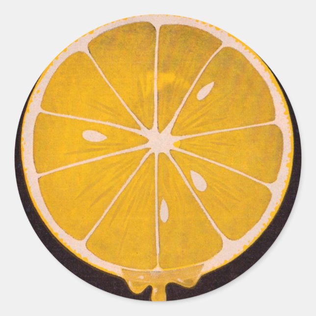 bright yellow lemon slice classic round sticker (Front)
