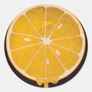 bright yellow lemon slice classic round sticker