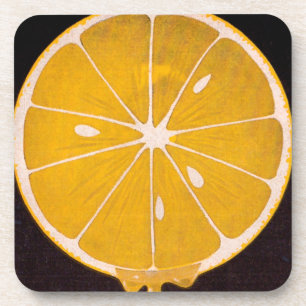 bright yellow lemon slice coaster