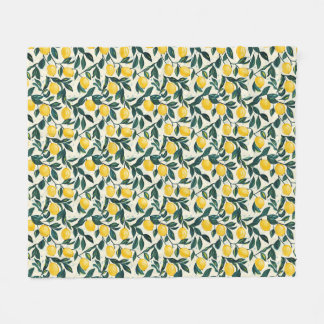 Bright Yellow Lemon Tree Branches Two-Tone Fleece Blanket
