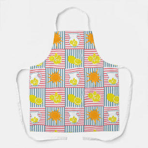 Bright yellow lemons, orange sun, summer pitchers  apron