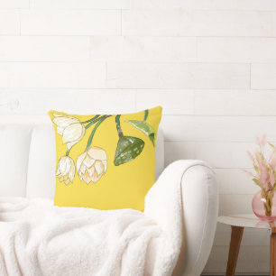 Bright Yellow Lotus Flowers Seedpod Simple Cushion