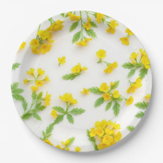 Bright Yellow Mimosa Bloom Spring Paper Plate