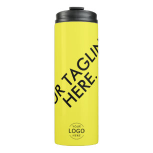 Bright Yellow Minimal Logo Tagline Company Swag Thermal Tumbler